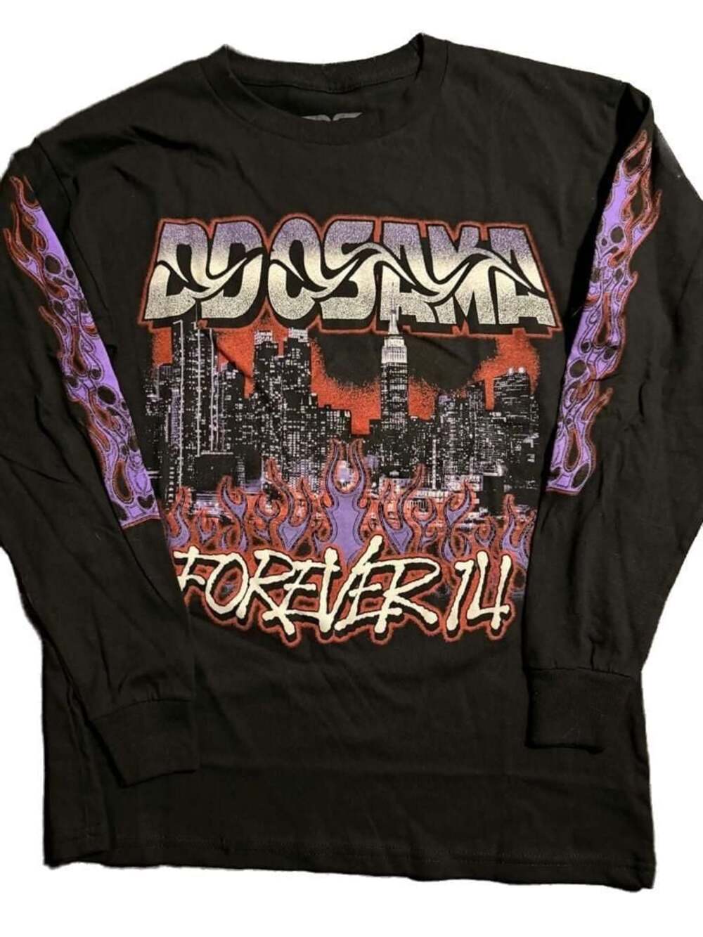 Forever 14 Graphic Long Sleeve Tee - Black with Purple Accents